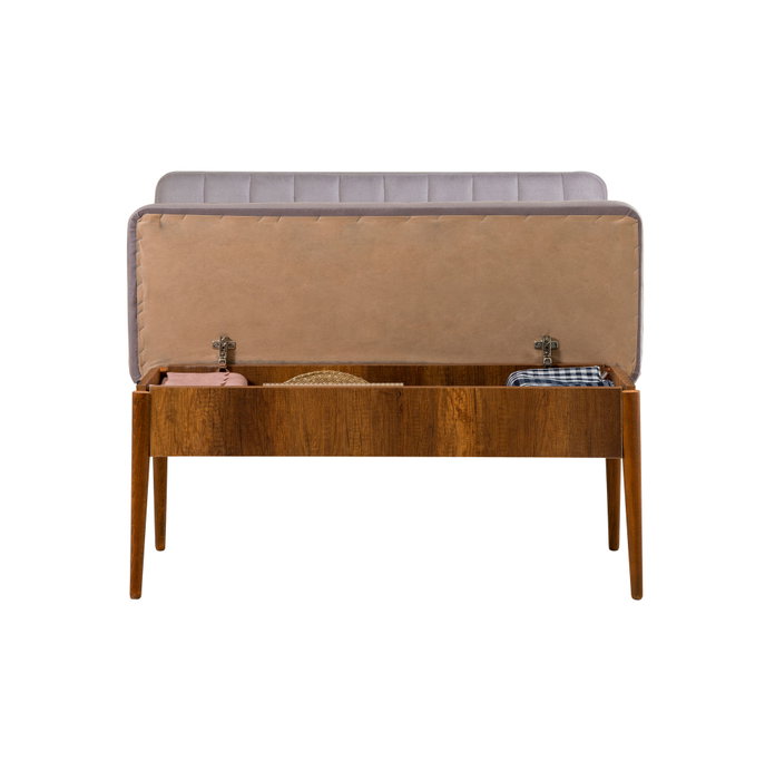 Hanah Home Vina Walnut Soho Grey Juego de Mesa y Sillas Extensible, Tablero Melamina, Terciopelo, Patas Carpe